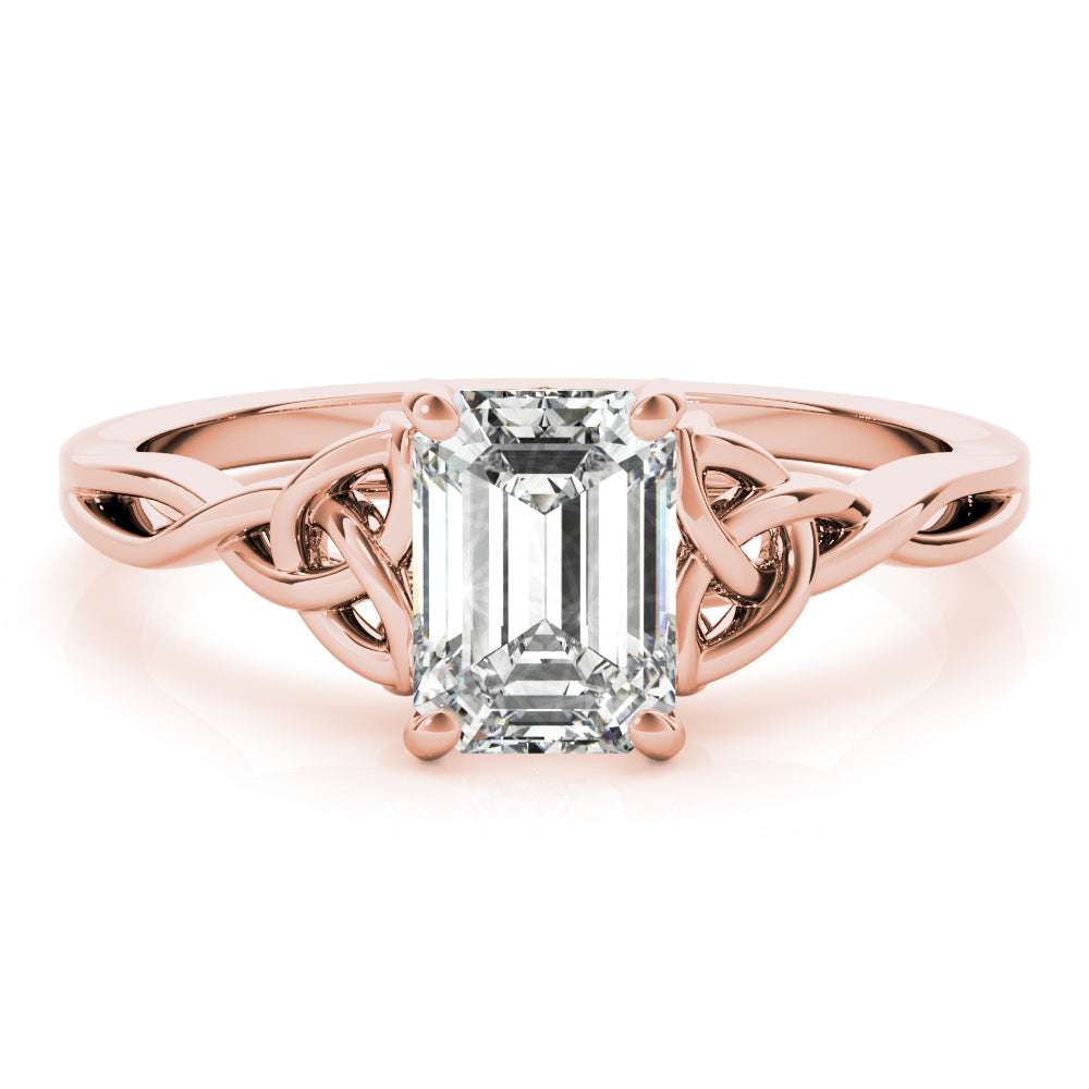 Celtic Love Knot Emerald Diamond Solitaire Engagement Ring-VIRABYANI